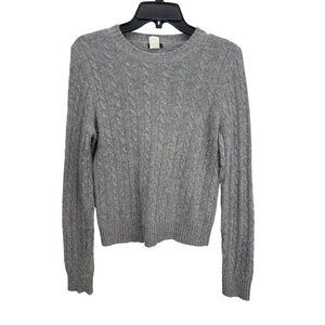J.Crew Women’s Gray Wool Blend Cable Knit Pullover Sweater Size M Neutral